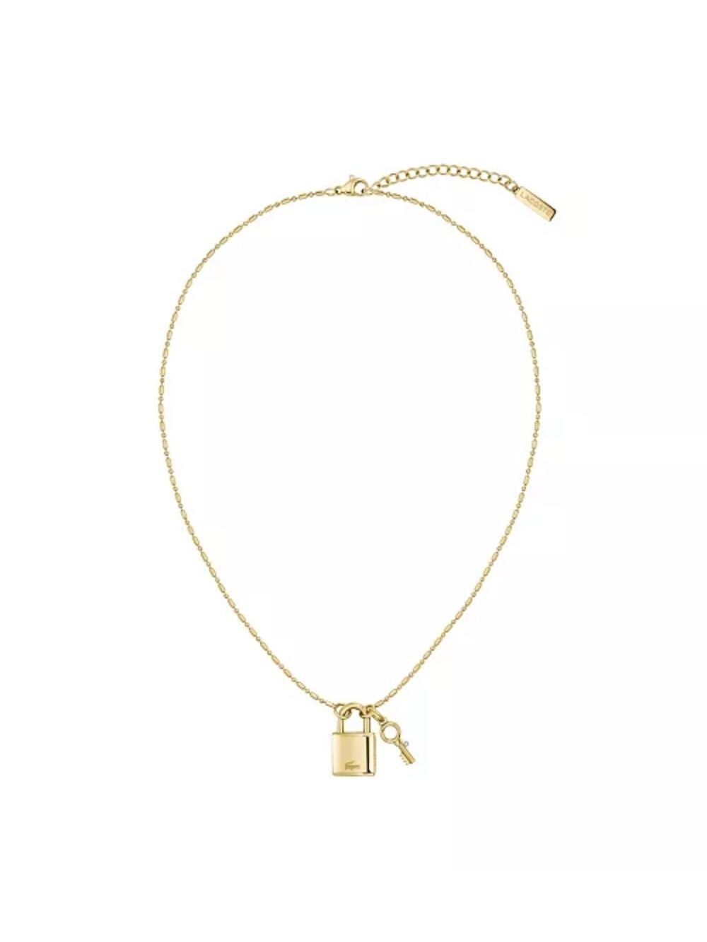 Lacoste Gold plated Padlock and Key Pendant Necklace in original packaging